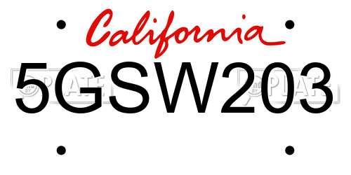 5GSW203 California License Plate