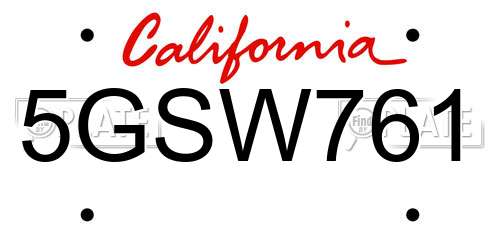 5GSW761 California License Plate