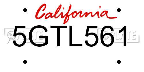 5GTL561 California License Plate
