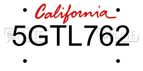 5GTL762 California License Plate