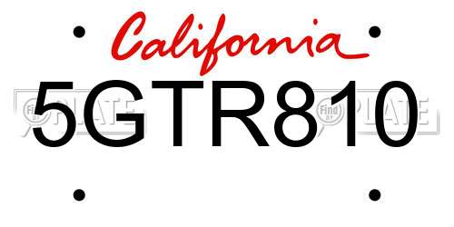 5GTR810 California License Plate
