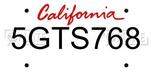 5GTS768 California License Plate