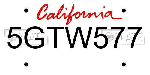 5GTW577 California License Plate