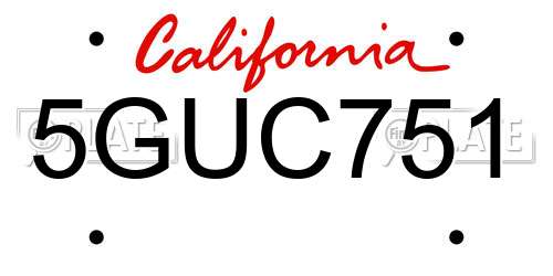 5GUC751 California License Plate