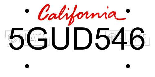 5GUD546 California License Plate