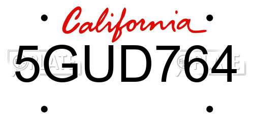 5GUD764 California License Plate