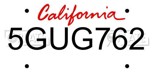 5GUG762 California License Plate