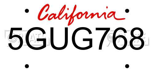 5GUG768 California License Plate