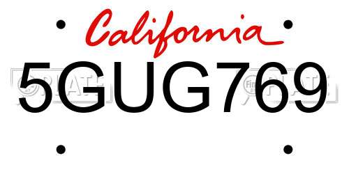 5GUG769 California License Plate