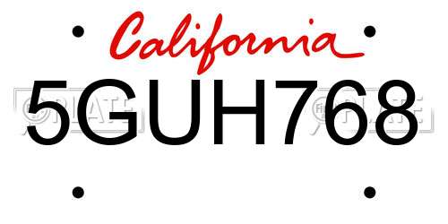 5GUH768 California License Plate