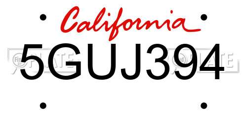 5GUJ394 California License Plate