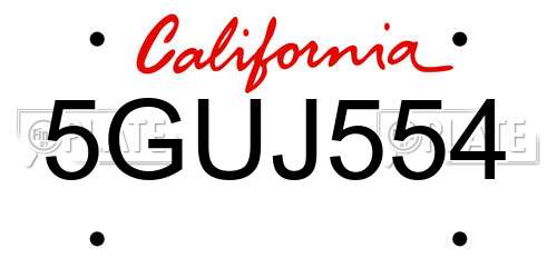 5GUJ554 California License Plate