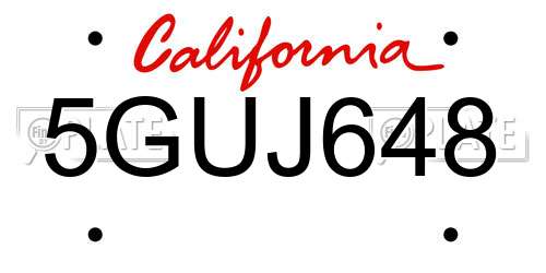 5GUJ648 California License Plate