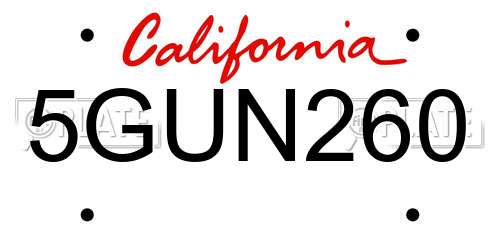 5GUN260 California License Plate