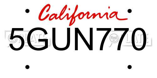 5GUN770 California License Plate
