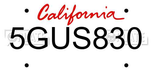5GUS830 California License Plate