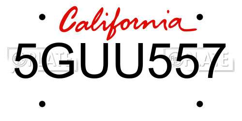5GUU557 California License Plate
