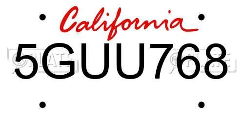 5GUU768 California License Plate
