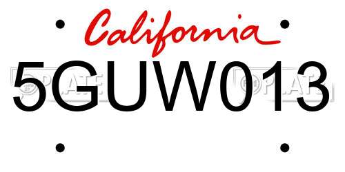 5GUW013 California License Plate