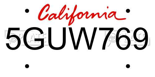5GUW769 California License Plate
