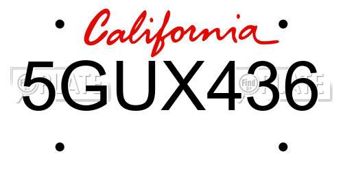5GUX436 California License Plate