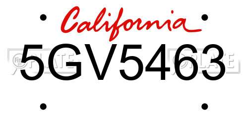 5GV5463 California License Plate