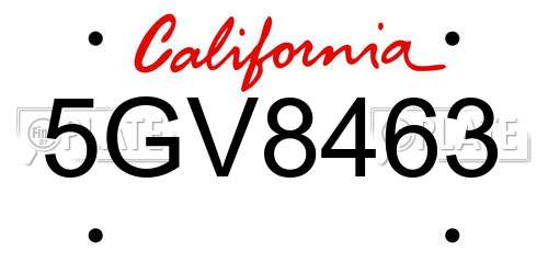 5GV8463 California License Plate
