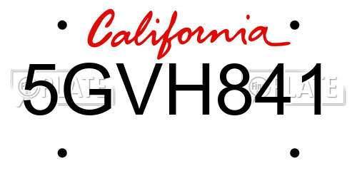 5GVH841 California License Plate