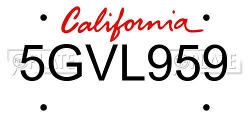 5GVL959 California License Plate