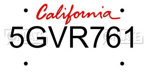 5GVR761 California License Plate