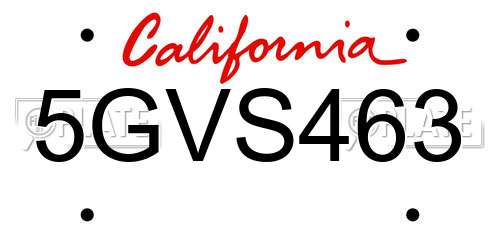 5GVS463 California License Plate