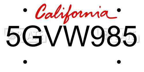 5GVW985 California License Plate