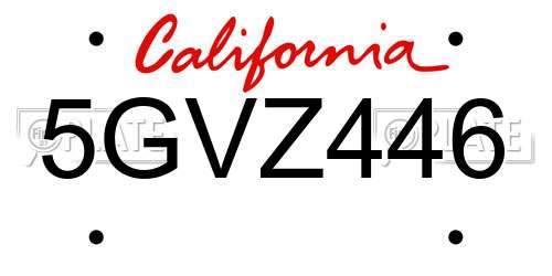 5GVZ446 California License Plate