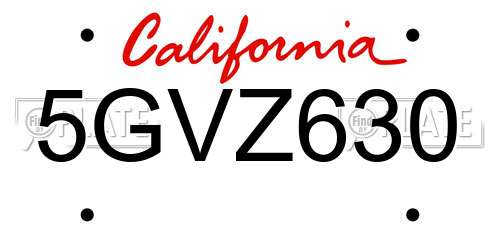 5GVZ630 California License Plate