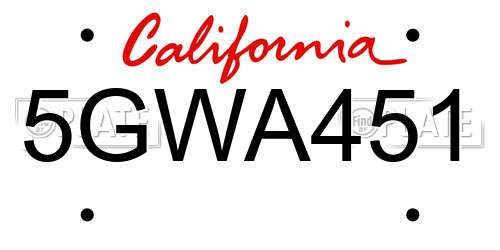 5GWA451 California License Plate