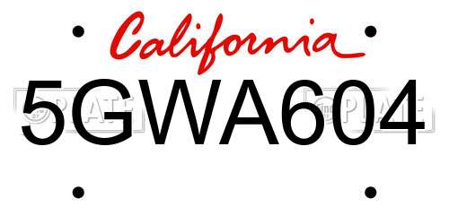 5GWA604 California License Plate