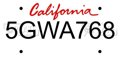 5GWA768 California License Plate