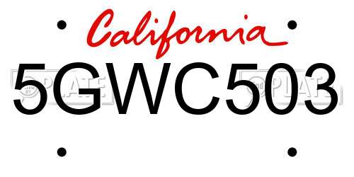 5GWC503 California License Plate