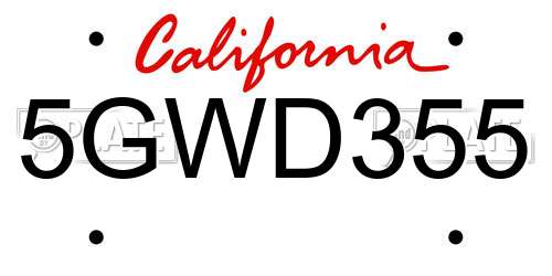 5GWD355 California License Plate