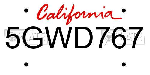 5GWD767 California License Plate