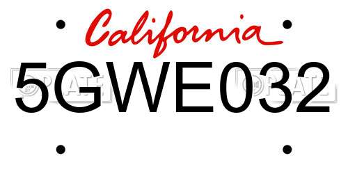 5GWE032 California License Plate