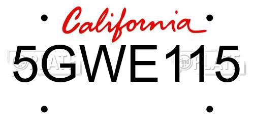 5GWE115 California License Plate