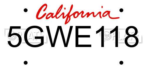 5GWE118 California License Plate