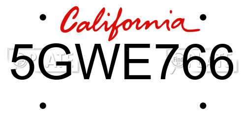 5GWE766 California License Plate