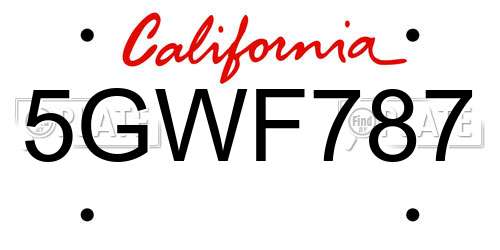 5GWF787 California License Plate