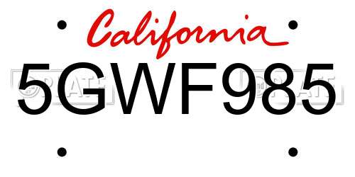 5GWF985 California License Plate