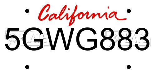5GWG883 California License Plate