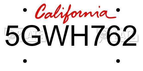 5GWH762 California License Plate