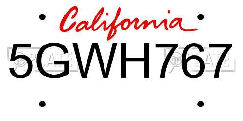 5GWH767 California License Plate