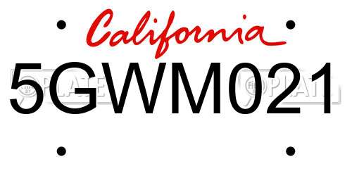5GWM021 California License Plate